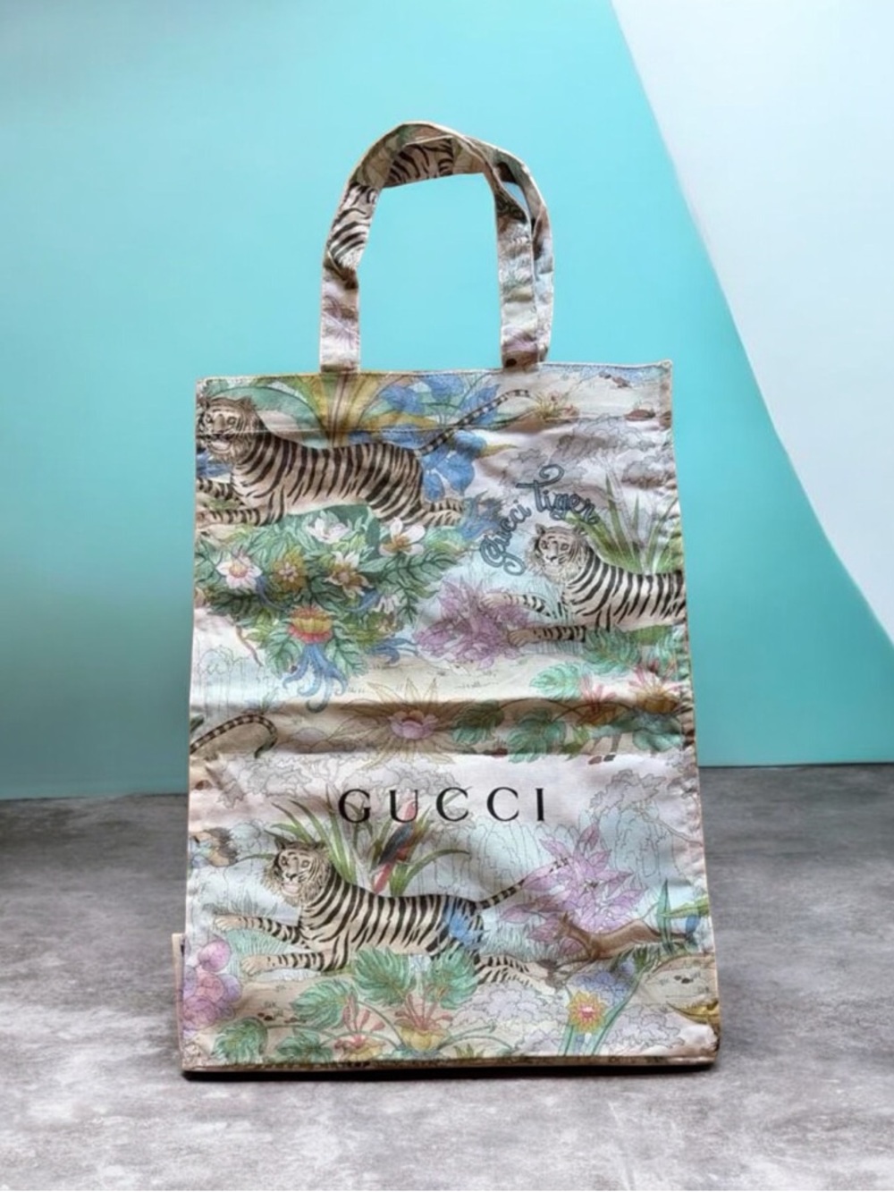 Gucci Multicolor Tiger Floral Print Canvas Tote